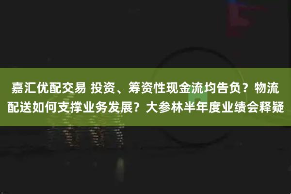 嘉汇优配交易 投资、筹资性现金流均告负？物流配送如何支撑业务发展？大参林半年度业绩会释疑